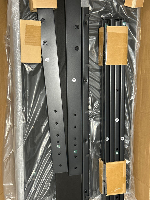 Mainstays Hillside Square Tufted Upholstered King Platform Bed, Light Gray Fabric - new