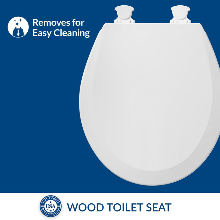 BEMIS 500EC 390 Toilet Seat with Easy Clean & Change Hinges, 1 Pack Round, Cotton White - open_box