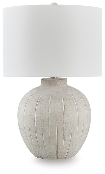 Calbert Warm Gray Poly Table Lamp (1/CN)
