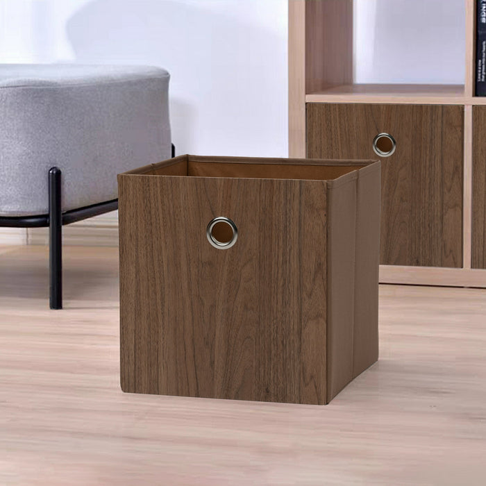 Mainstays Collapsible Fabric Cube Storage Bins (10.5" x 10.5"), 2 Pack, Natural Wood - new