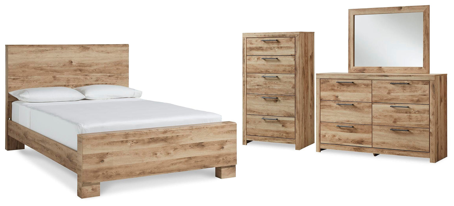 Hyanna Tan Brown Hyanna Queen Panel Bed, Dresser, Mirror and Chest - Brand New