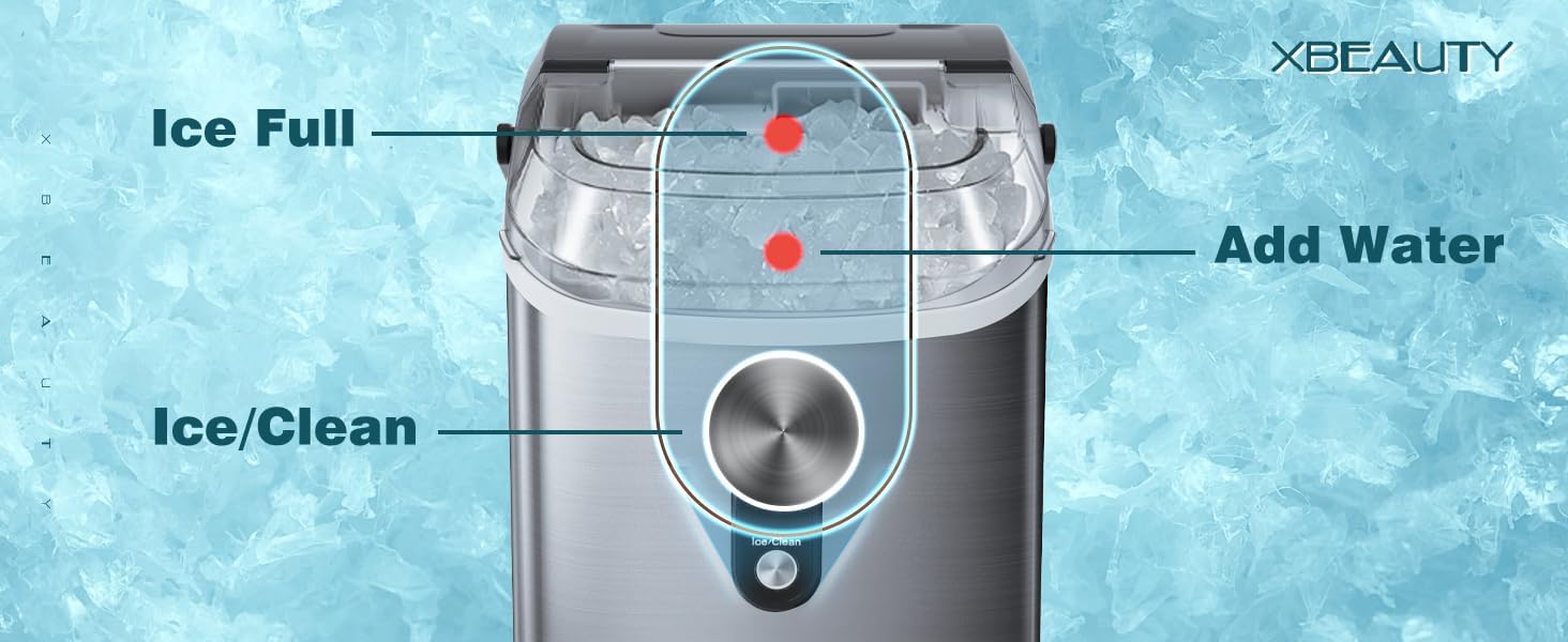 Xbeauty Nugget Ice Maker-Nugget Ice Maker Countertop Up to 35lbs of Ice a Day with Self-Cleaning,Removable Ice Basket&Scoop for Home/Kitchen/Office/Party - new
