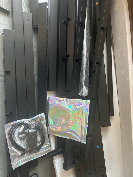 Pinmoco Twin Bed Frame with Dual LED Lights and Charging, Heavy Duty Metal Platform Bed with 16.5'' Large Under Bed Storage Space, Black - new