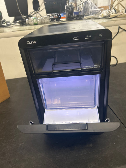 Qunler Nugget Ice Maker Countertop, 44lbs per Day Chewable Pebble Nugget Ice Machine with Touch Screen for Home, Kitchen, Office, Stainless Steel, Black - new