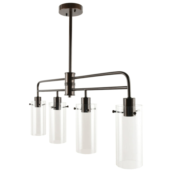 Better Homes & Gardens 34” Farmhouse 4-Light Island Pendant Light, Bronze Metal Clear Glass Shades - new