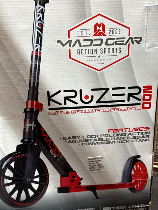 Folding Commuter Kick Scooter for Adults and Teens – Adjustable Handlebar – Big 200mm Wheels – Lightweight Durable Frame – Madd Gear Red Kruzer 200kkk - new