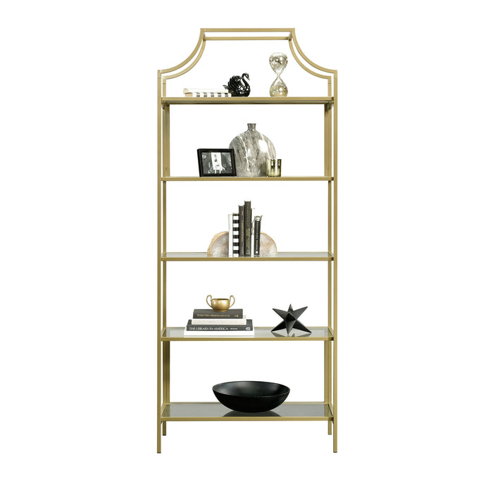 Better Homes & Gardens 71 Nola 5 Shelf Etagere Bookcase, Gold Finish - open_box