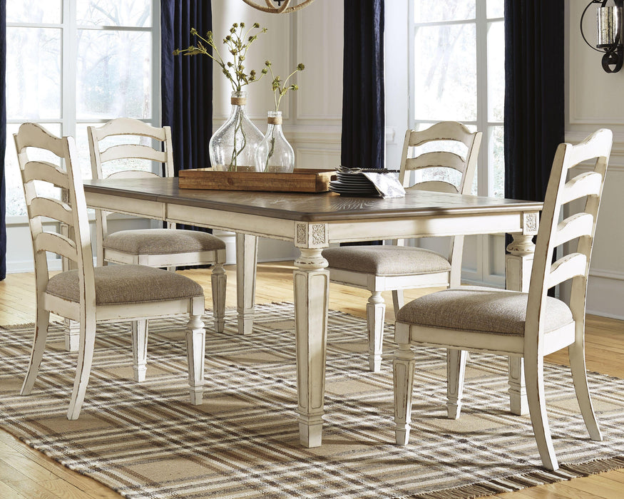 Realyn Chipped White Realyn Dining Table and 4 Chairs