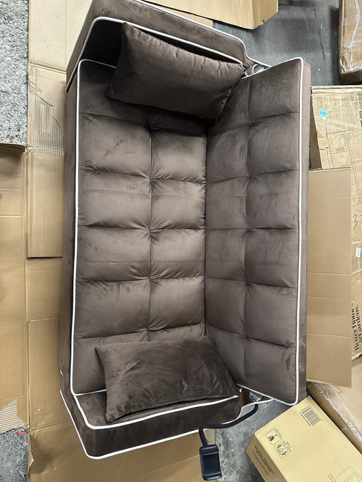 Dinosisco 3-in-1 Convertible Loveseat Sleeper, 55" Futon Sofa Bed with Phone Stand, USB, Brown Velvet - new