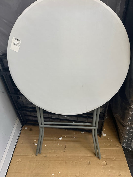 Flash Furniture Elon 2.6-Foot Round Granite White Plastic Bar Height Folding Table, Set of 1 - open_box