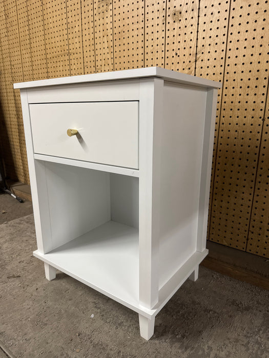 Nightstand with 1 Drawer - Modern Wooden Bedroom Bedside End Table for Home Office Sofa Side Table, Open Cabinet & Sliding Drawer (White, 1 Piece) - new