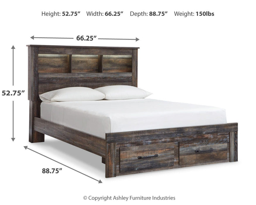 Drystan Multi Drystan Queen Bookcase Bed with 2 Storage Drawers