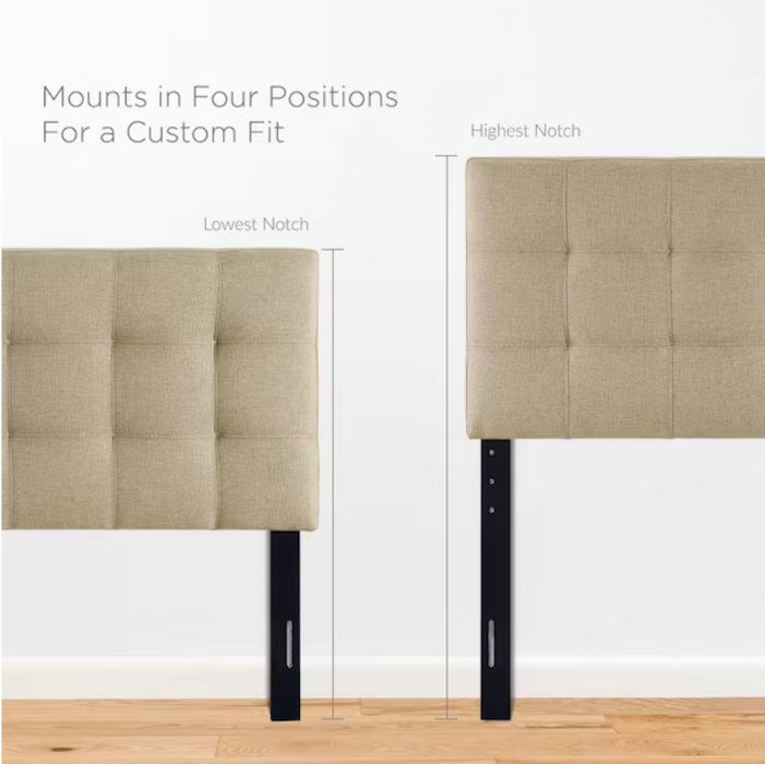 MODWAY Lily Beige Queen Upholstered Fabric Headboard - new