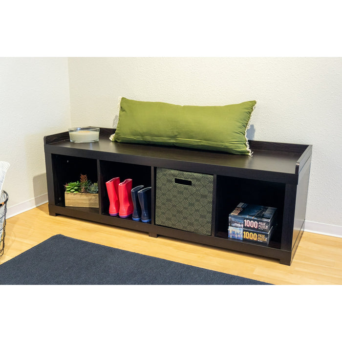 Better Homes & Gardens 4-Cube Shoe Storage 58.39 Bench, Espresso - open_box