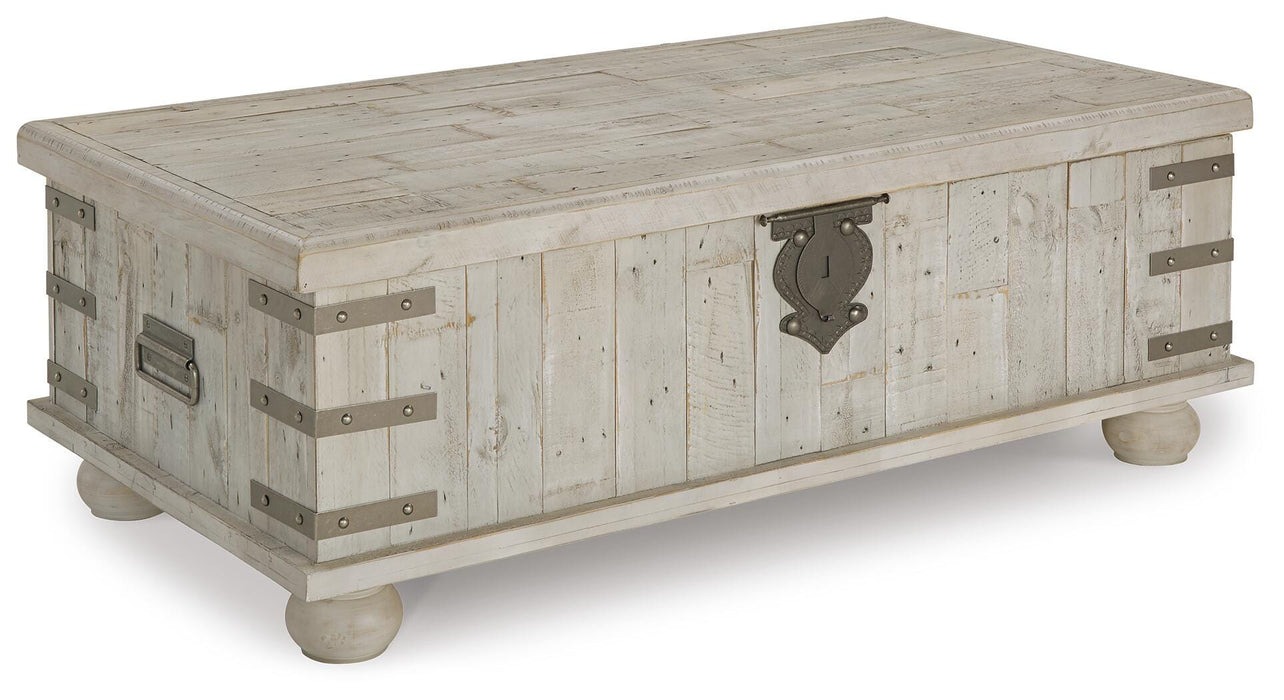 Carynhurst White Wash Gray Lift Top Cocktail Table
