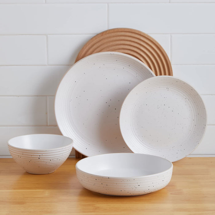Stone Lain Lauren Modern Stoneware 32-piece Round Dinnerware Set, Plates and Bowls Set, Dish set for 8, Off White - new