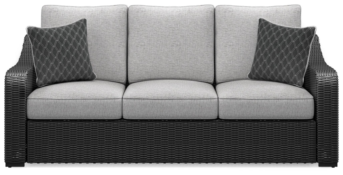 Beachcroft Black/Light Gray Sofa with Cushion