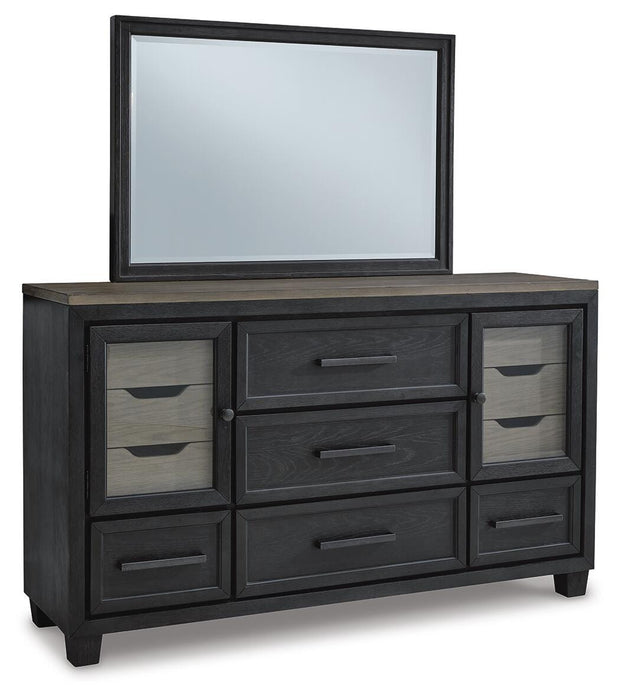 Foyland Black/Brown Foyland Dresser and Mirror
