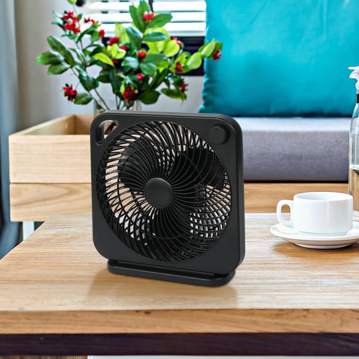 Mainstays 9-inch Box Indoor Comfort Personal AC Electric Fan, 3 Speeds, Black - use_like_new
