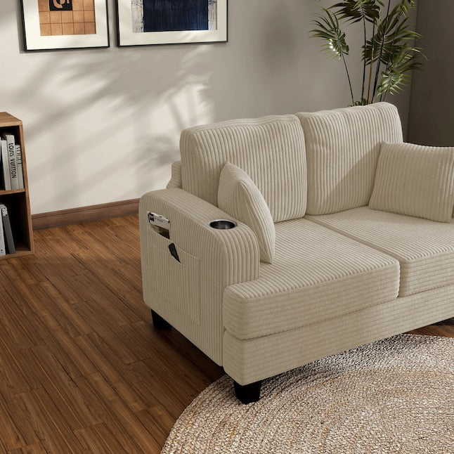 Furniture of America Kasin 61-in W Modern Beige Chenille 2-seater Loveseat - new