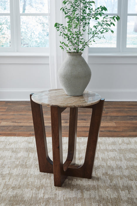 Tanidore Warm Brown Round End Table
