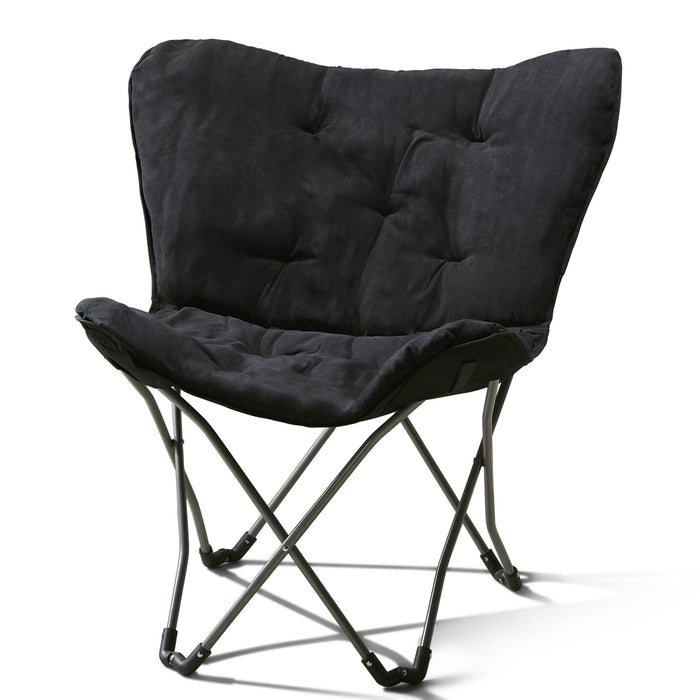 Mainstays Micro Suede Fabric Butterfly Folding Chair, Black - new
