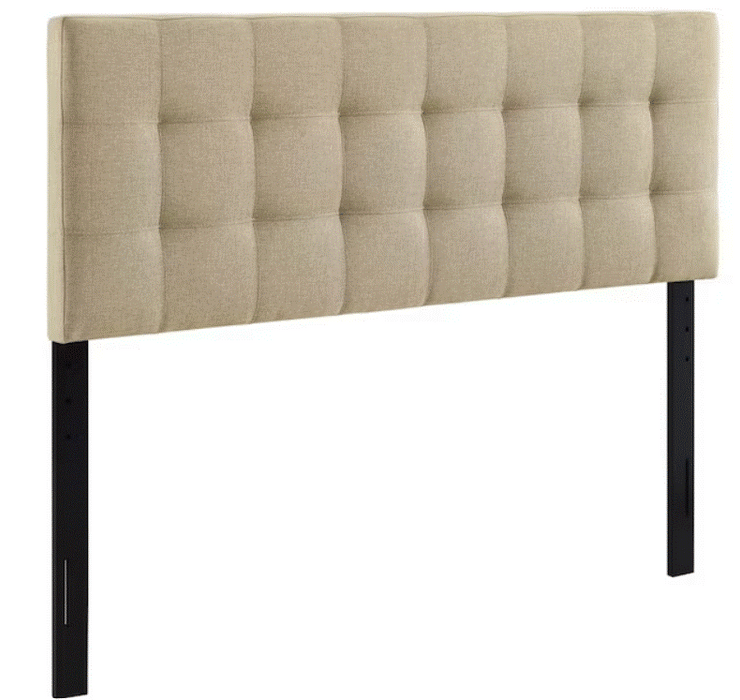 MODWAY Lily Beige Queen Upholstered Fabric Headboard - new