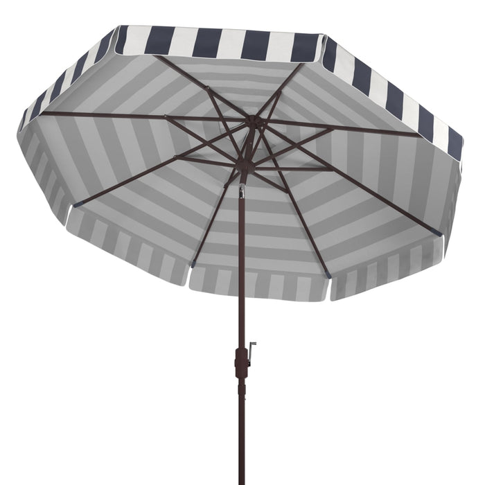 Safavieh Elsa 11' Market Crank Round Patio Umbrella, Black/White - open_box
