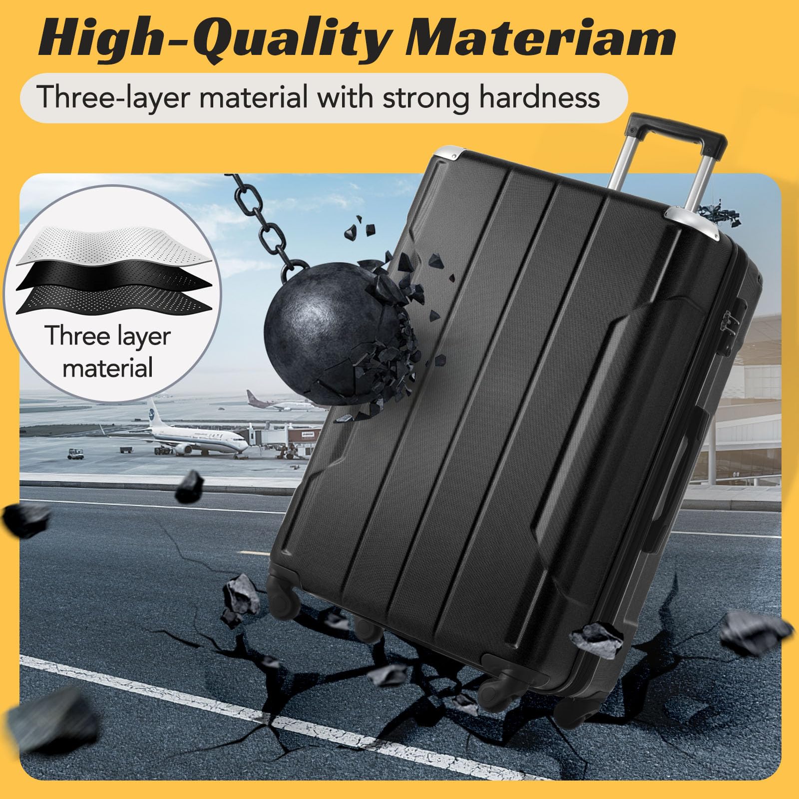 Merax Suitcases With Wheels Lightweight Carry-On Luggage, TSA Lock and Reinforced Corners, 20