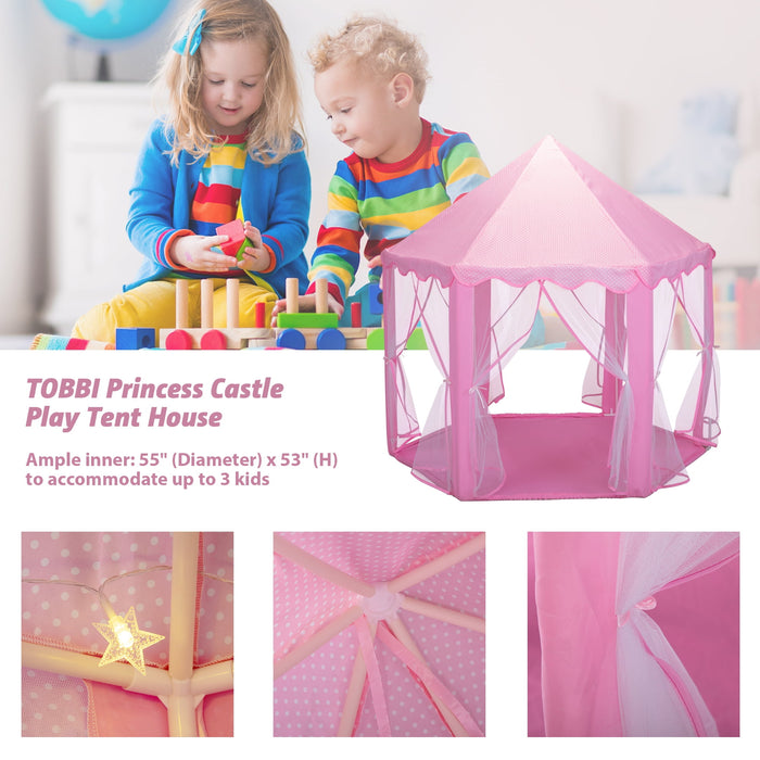 TOBBI Princess Castle Play Tent for Girls - Large 55'' x 53'' Playhouse for Indoor and Outdoor Play - new