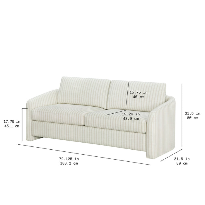 Beautiful Drew 72.2" Sofa by Drew Barrymore for Adults, Striped Linen - new