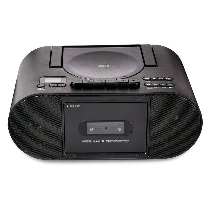 onn. Portable CD/Cassette Boombox with Bluetooth Wireless Technology, Black - use_like_new