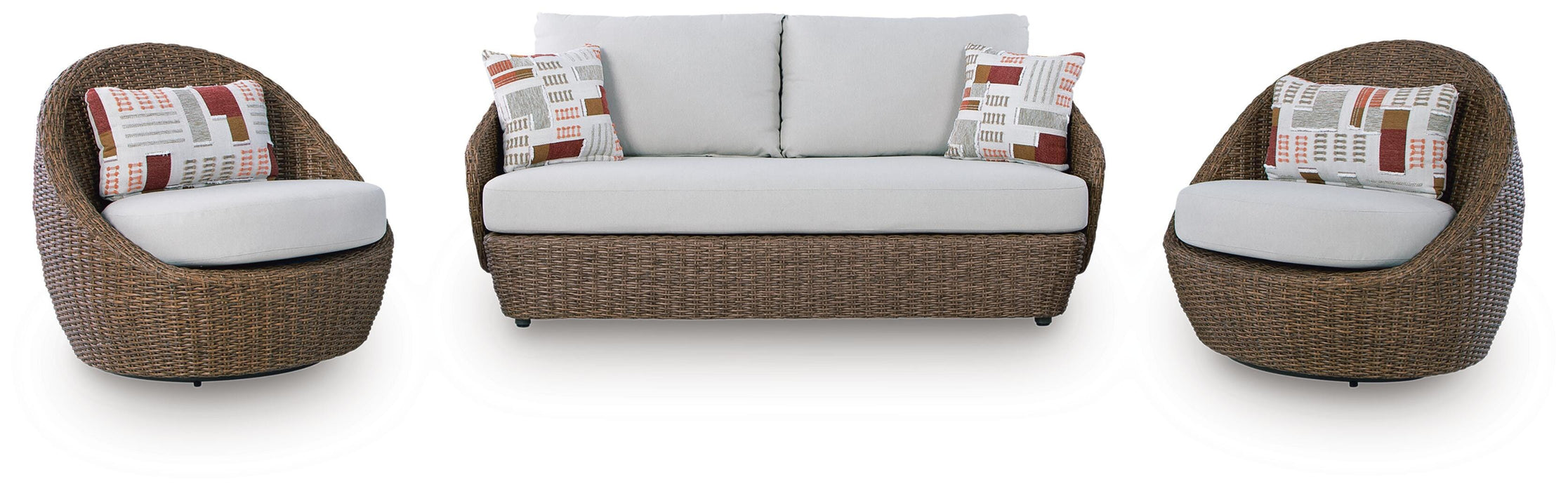 Cardiff Beach Beige Love/Swivel Chairs Set (3/CN)