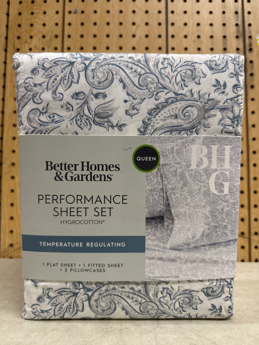 Better Homes & Gardens 4-Piece 400 Thread Count Paisley Green River Performance HYGROCOTTON® Sheet Set, Queen - open_box