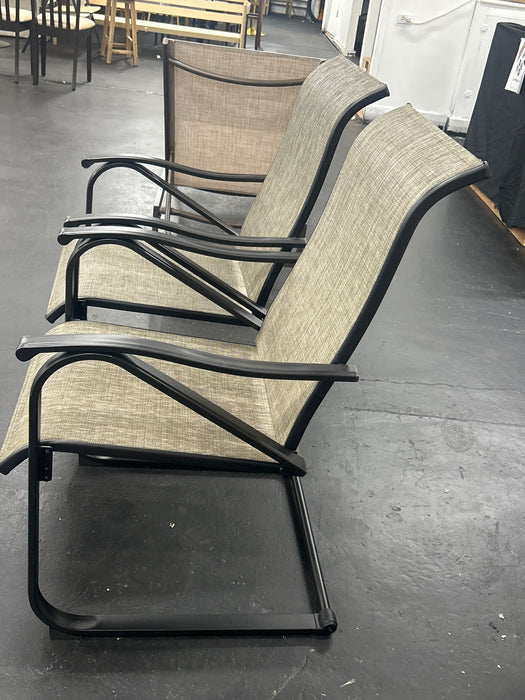 Black Ergonomic C-Spring Textilene Metal Patio Outdoor Dining Chair (2-Pack) - new
