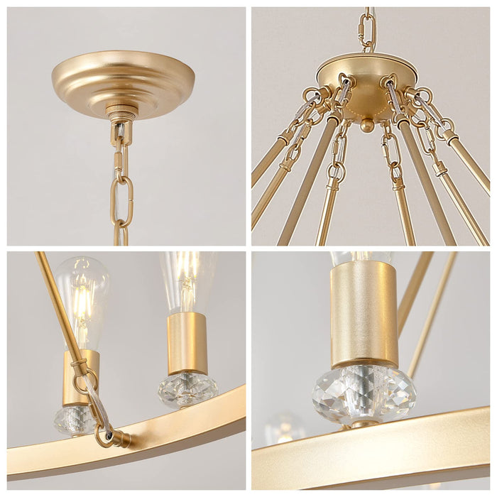 Rijatkiy 70 Inch Large Gold Wagon Wheel Chandelier, 48-Lights Vintage Farmhouse Light Fixture, Round Rustic Industrial Pendant Lighting for High Ceilings Living Room, Dining Room, Foyer - ne