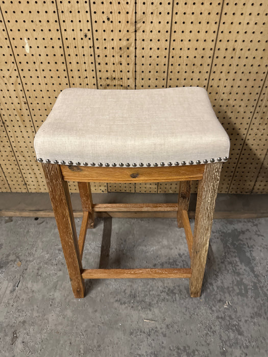 Linon Claridge Bar Stool Natural Padded Seat Acacia Wood Frame in Rustic Brown - new