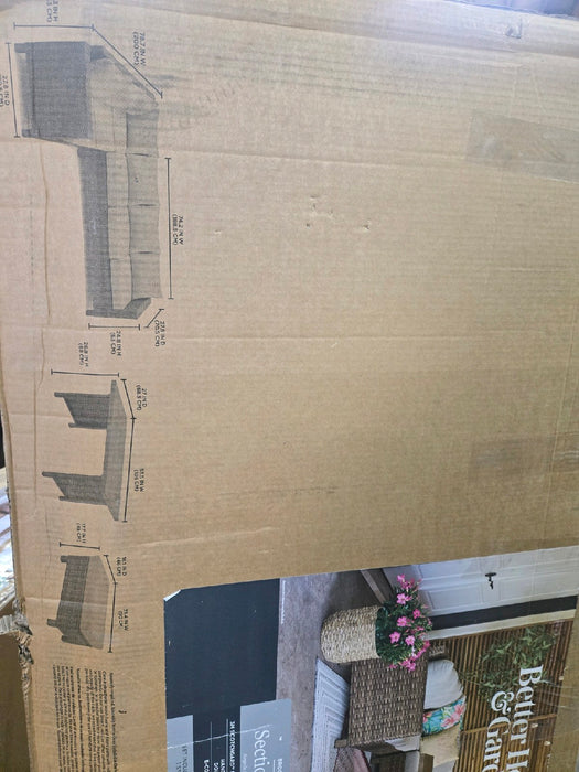 Better Homes & Gardens Brookbury 4 Piece Outdoor Wicker Patio Sectional Dining Set, Gray Cushions - new