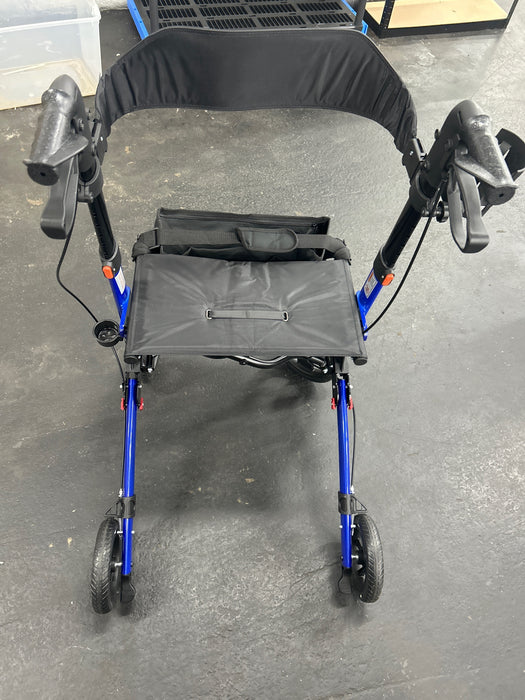 COSYWILL Rollator Walker with Seat,Foldable Mobility Walker with Durable Steel,Rolling Walker with 8" Wheels for All Terrain,Adjustable Height,300 lbs,Blue - open_box