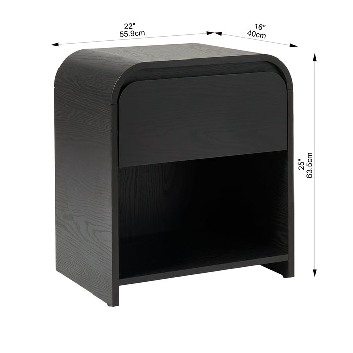 Better Homes & Gardens Juliet Nightstand with USB, Rich Black Finish - open_box