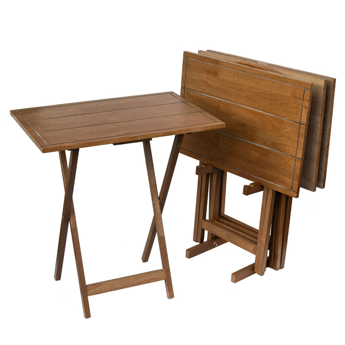 Mainstays 5pcs Over Size TV Tray Farmhouse Walnut L23.62" x W15.75" x H25.98" - open_box