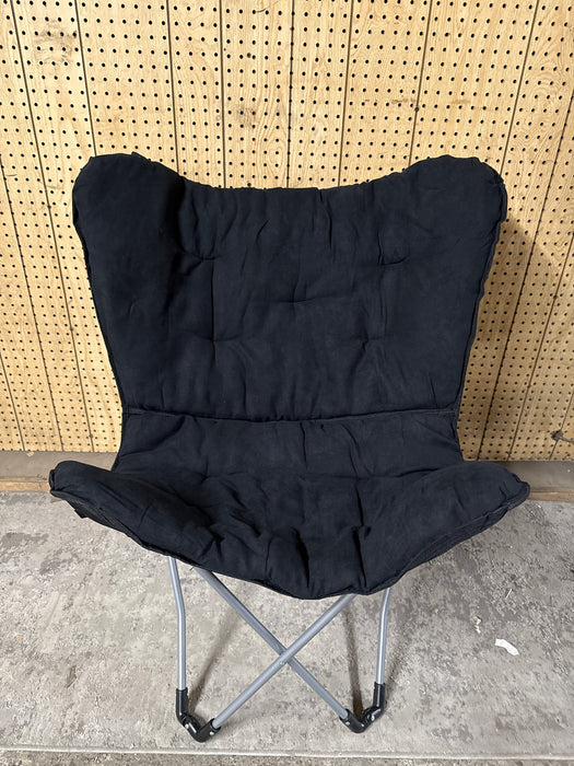Mainstays Micro Suede Fabric Butterfly Folding Chair, Black - new