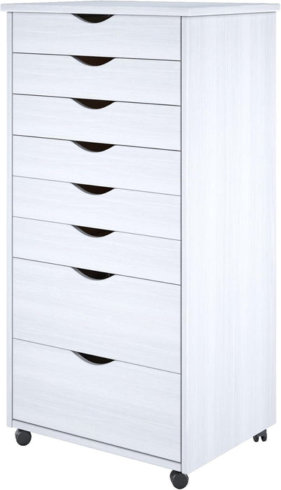 Jela Original Roll Cart, Solid Wood, 6+2 Drawer Extra Wide Drawers Roll Carts, White - new