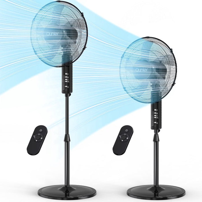 16" Pedestal Fan with Remote, 3-Speed Oscillating Fan, Adjustable Height and Tilt, 40"- 46" Electric Cooling Portable Fan for Home Office Bedroom Use - new