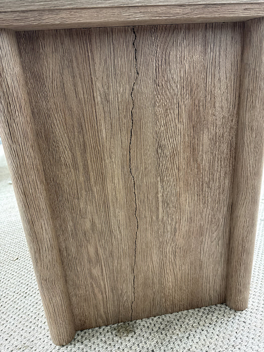 My Texas House Monroe 3 Drawer Nightstand with USB, Brushed Oak Finish - Side Is Cracked but Sturdy - new