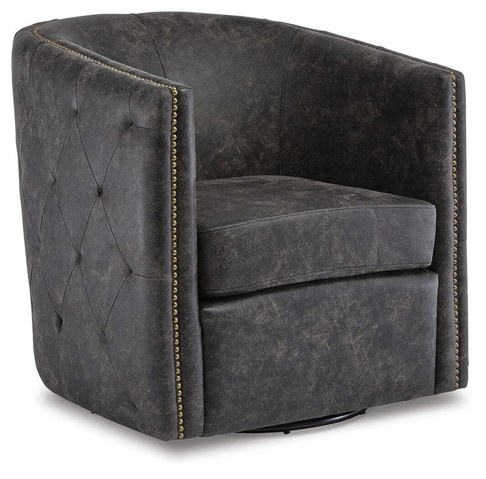 Brentlow Distressed Black Swivel Accent Chair