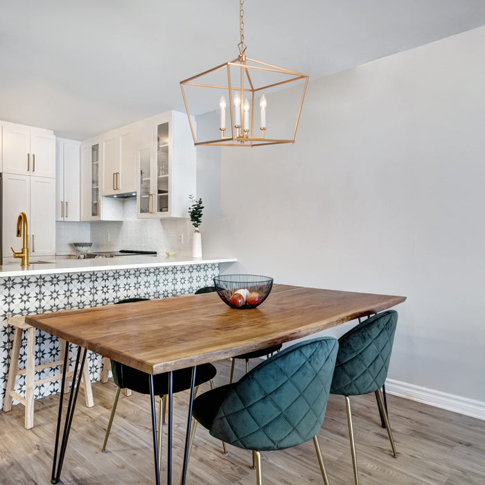 classy leaves Gold Chandelier, Lantern Pendant Light Fixtures, Foyer Chandelier for Dining Room, Kitchen Island, Entryway, 17.5’’ L x 17.5’’ W x20’’ H - open_box