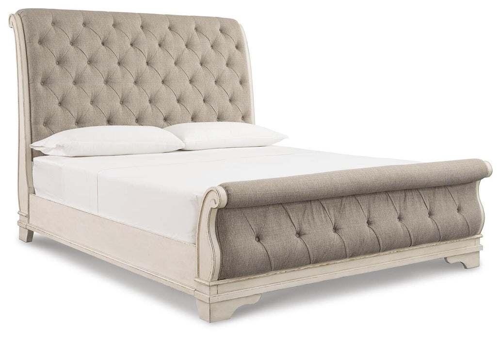 Realyn Chipped White Realyn King Sleigh Bed