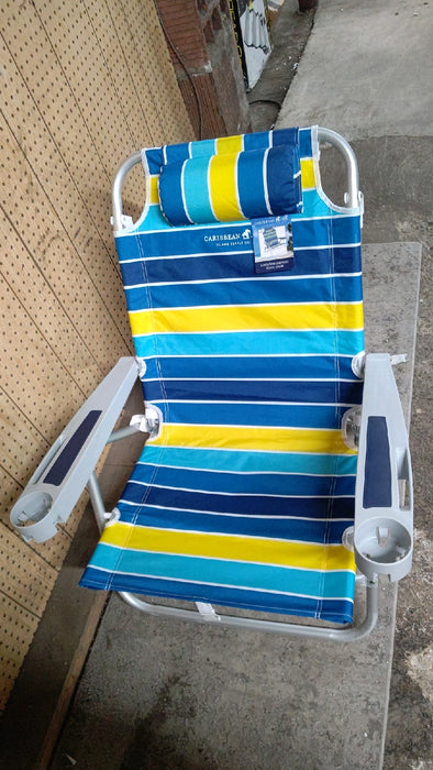 Cabana Life 5 Position Deluxe Beach Chair, Blue - open_box