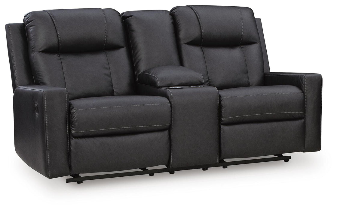 Mackmenville Carbon Mackmenville Reclining Loveseat with Console